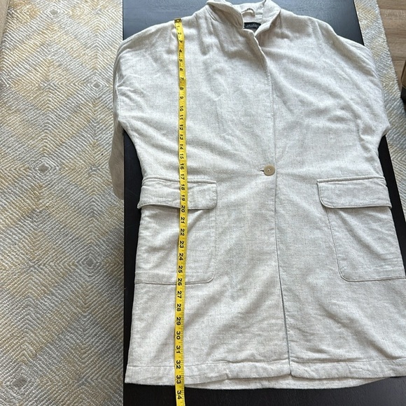 ZARA Brand Linen Blend Oversized Long Blazer - Picture 9 of 11